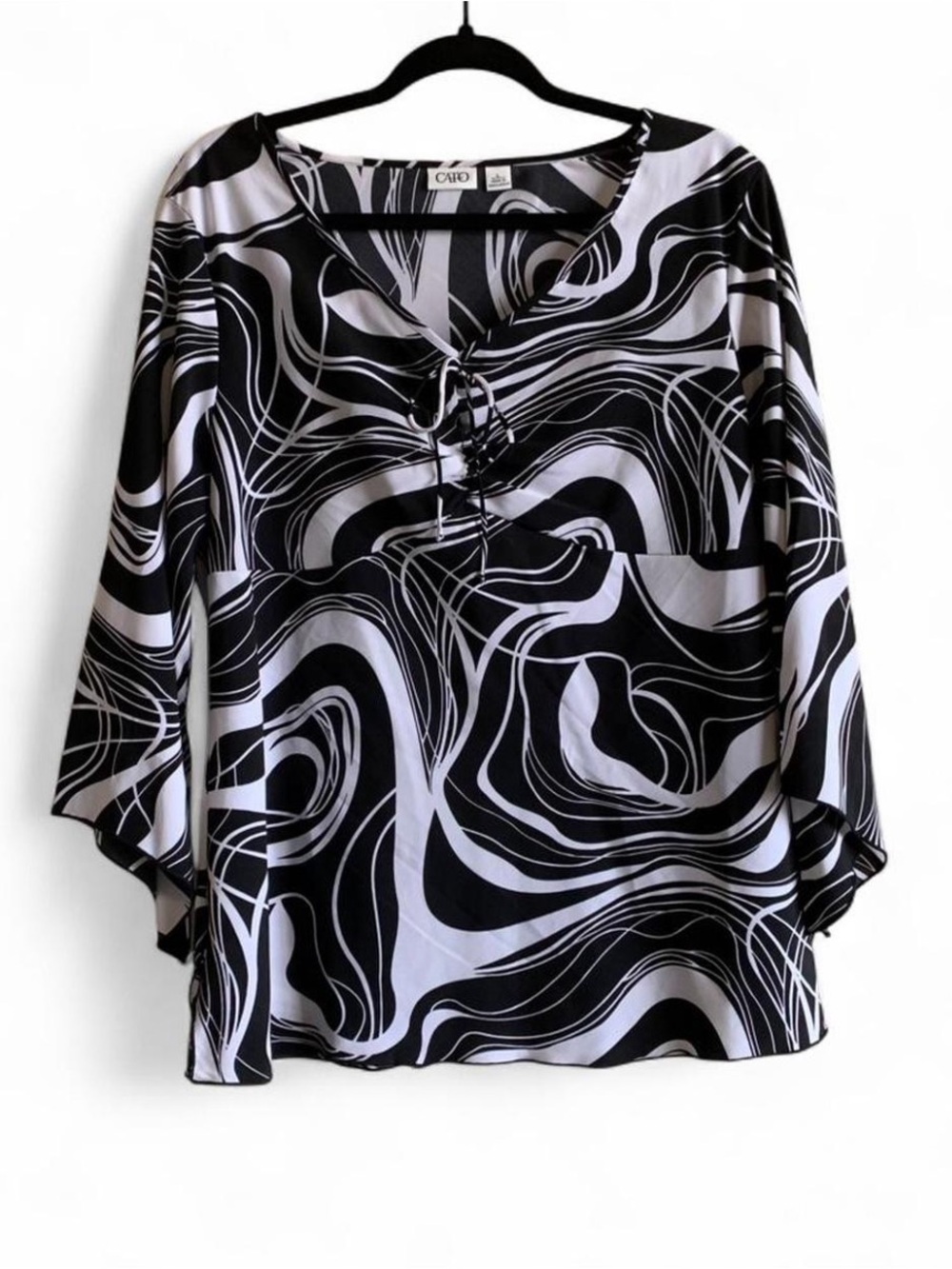 Y2K Cato Black & White Swirl Top Size Large